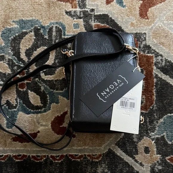 Le Miel Black Vegan Leather Crossbody Bag - Picture 8 of 8